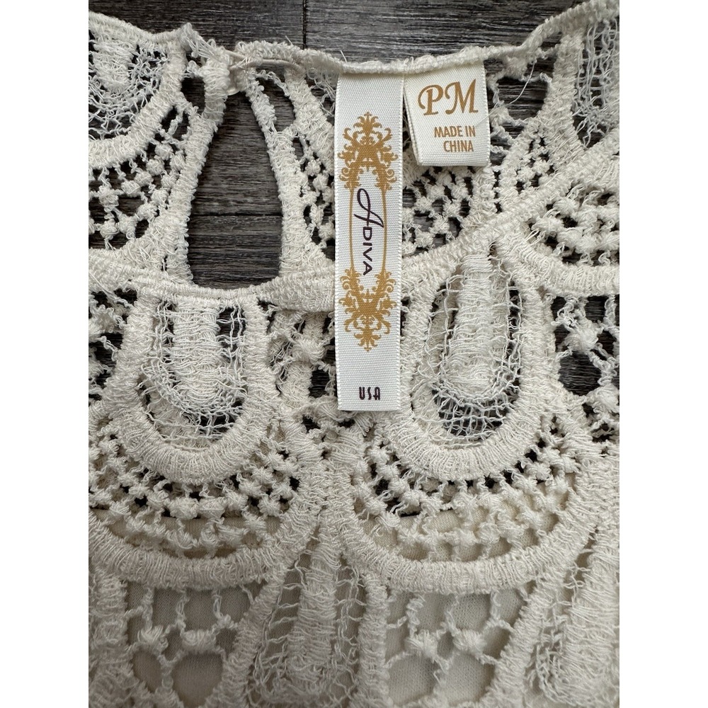 Adiva Women's Top Lace Ivory 3/4 Bell Sleeve Lined Size PM - Picture 12 of 15